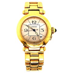 Retro Cartier 1990 18 Karat Yellow Gold Pasha Watch Complete Set