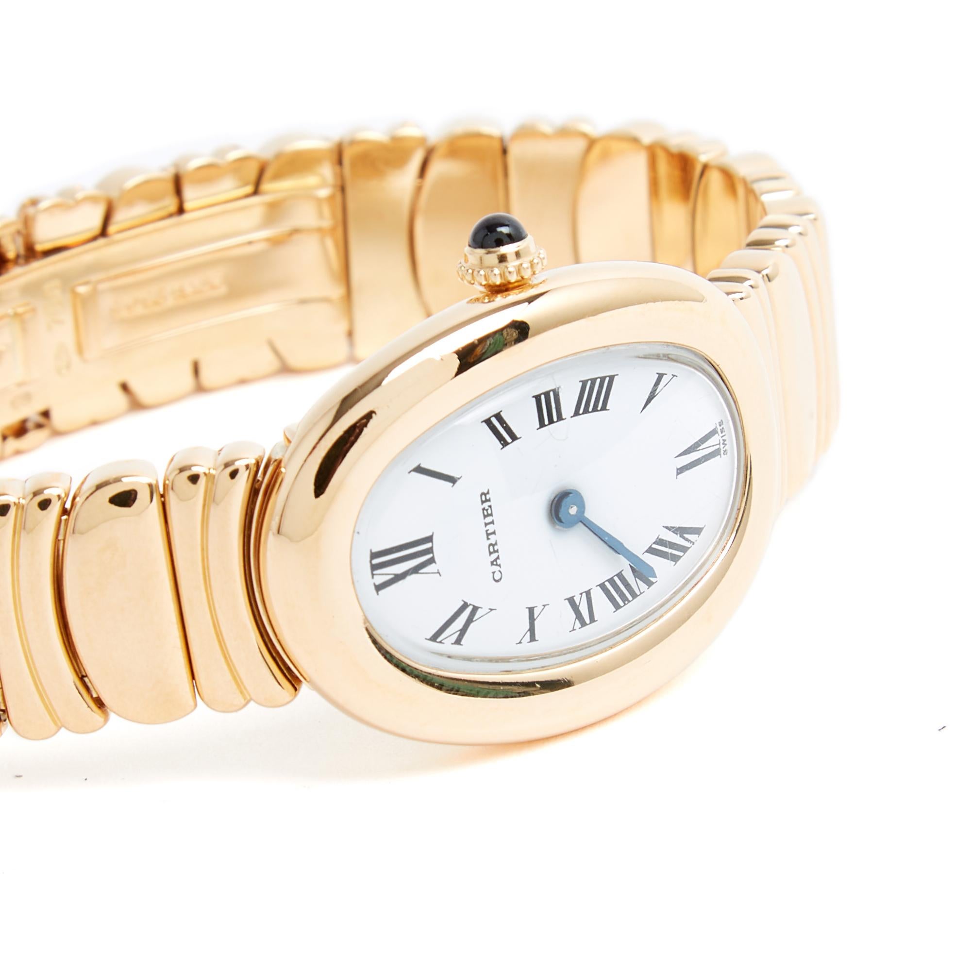 Art Deco Cartier 1990 Montre Or Jaune Baignoire PM Yellow Gold Casque d Or Bracelet Watch For Sale