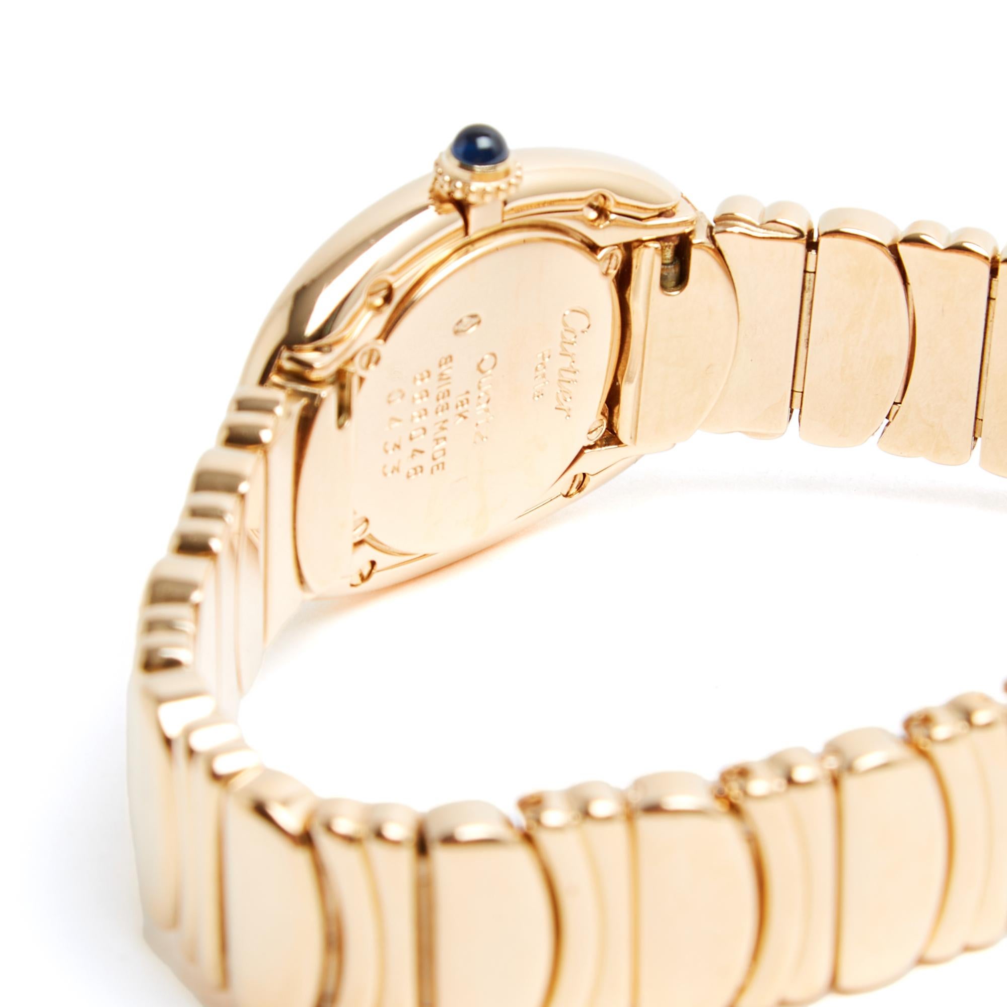 Women's Cartier 1990 Montre Or Jaune Baignoire PM Yellow Gold Casque d Or Bracelet Watch For Sale