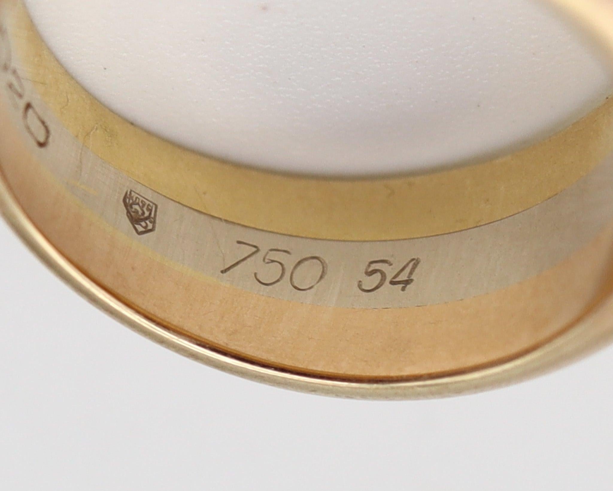 De las mujeres CARTIER 1990 París Anillo Trinidad En Tres Colores De Oro Macizo De 18Kt Y Diamante en venta