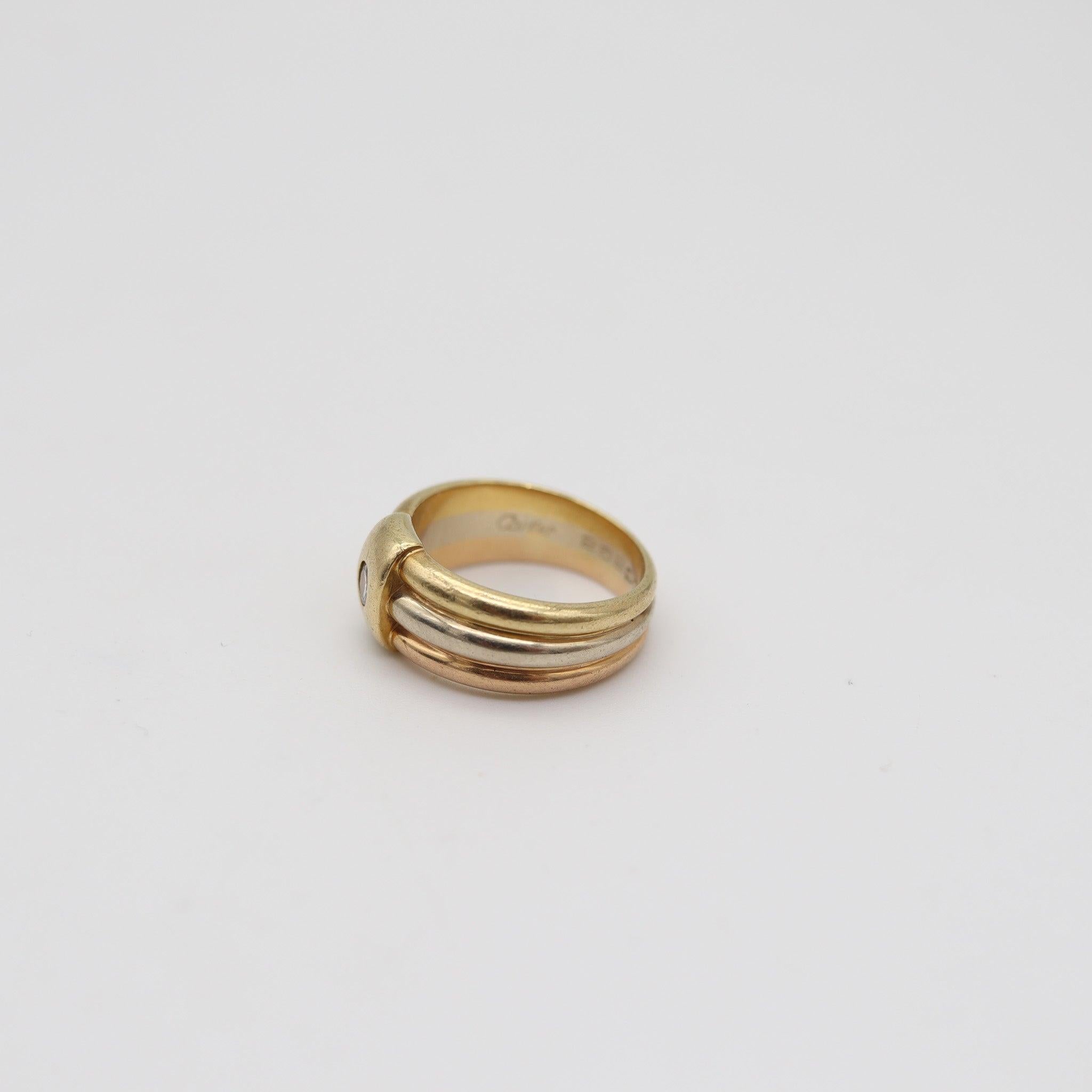 CARTIER 1990 París Anillo Trinidad En Tres Colores De Oro Macizo De 18Kt Y Diamante en venta 1
