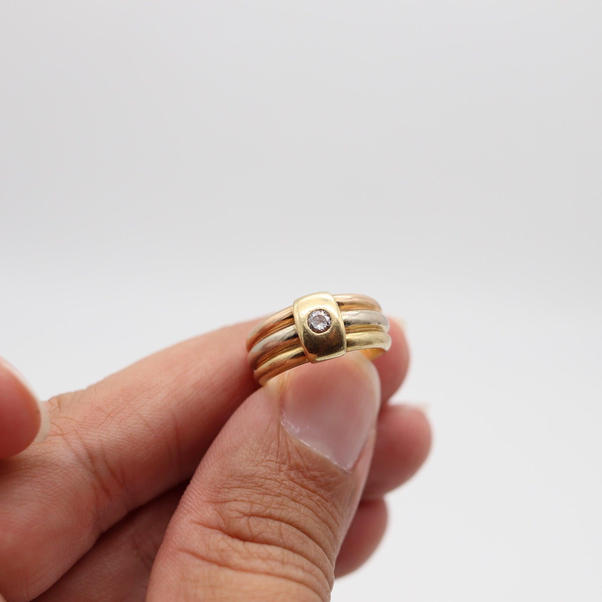 CARTIER 1990 París Anillo Trinidad En Tres Colores De Oro Macizo De 18Kt Y Diamante en venta 3