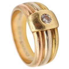 CARTIER 1990 París Anillo Trinidad En Tres Colores De Oro Macizo De 18Kt Y Diamante