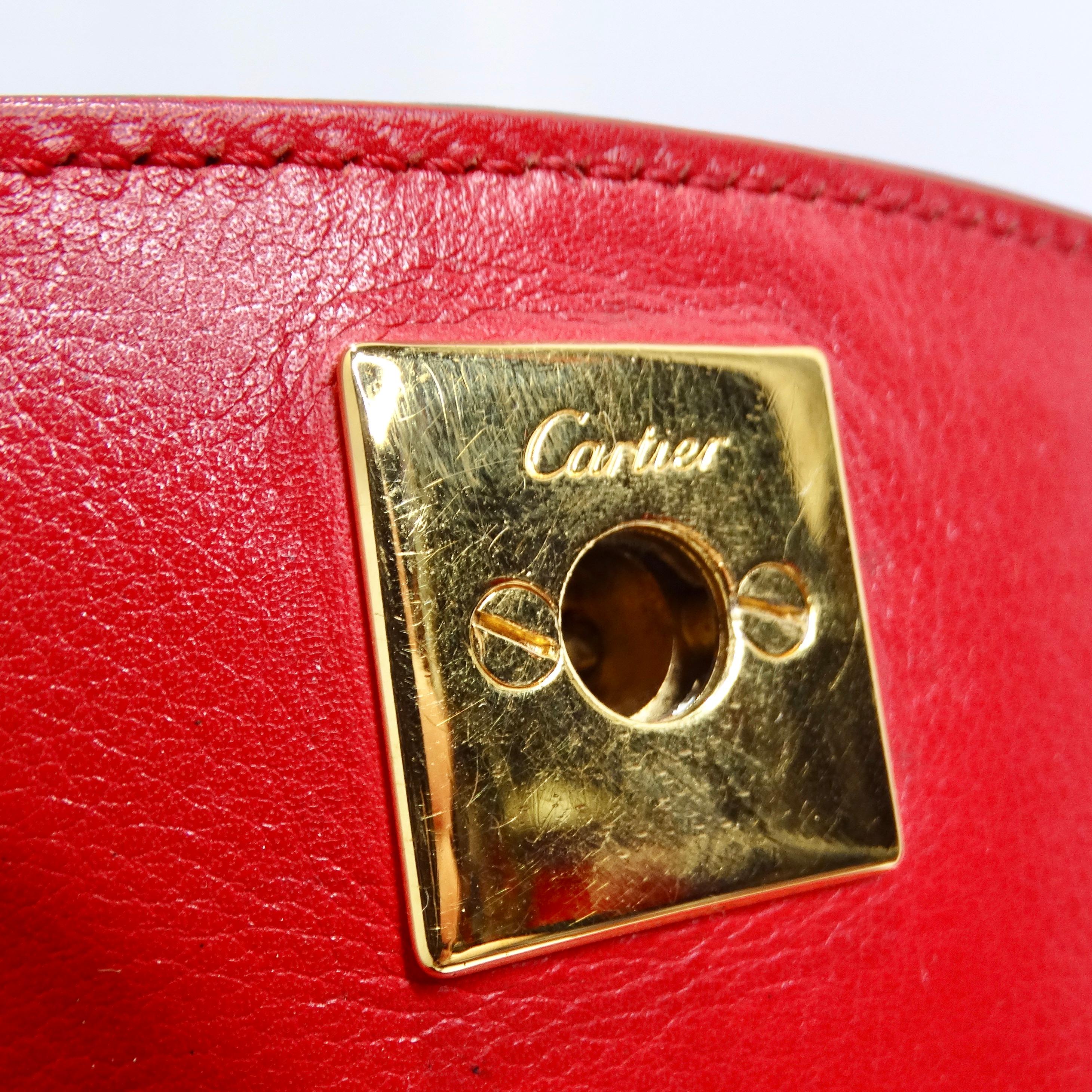 Cartier 1990er Jahre Classic Panthere Umhängetasche aus schwarzem Leder im Angebot 10