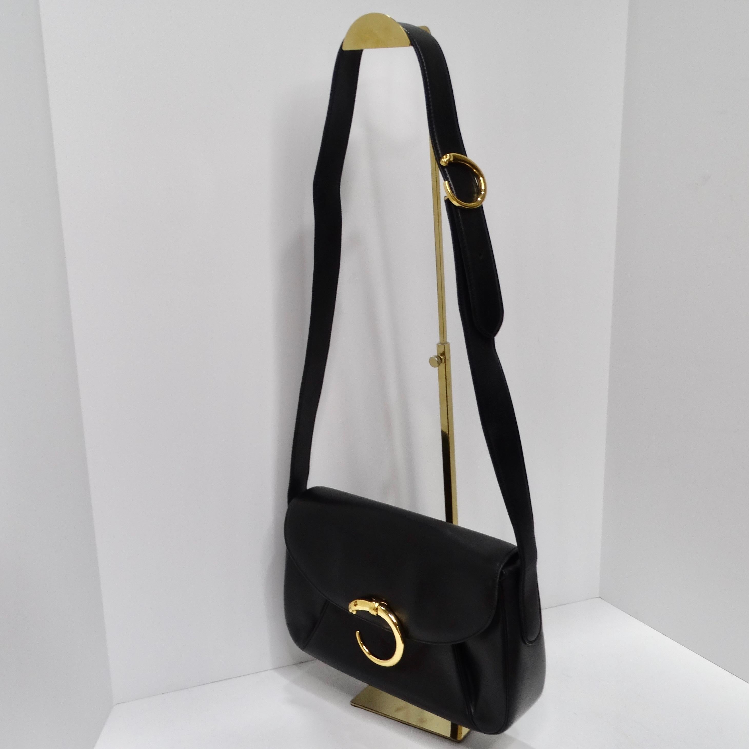 Cartier 1990s Black Leather Classic Panthere Shoulder Bag In Excellent Condition For Sale In Scottsdale, AZ