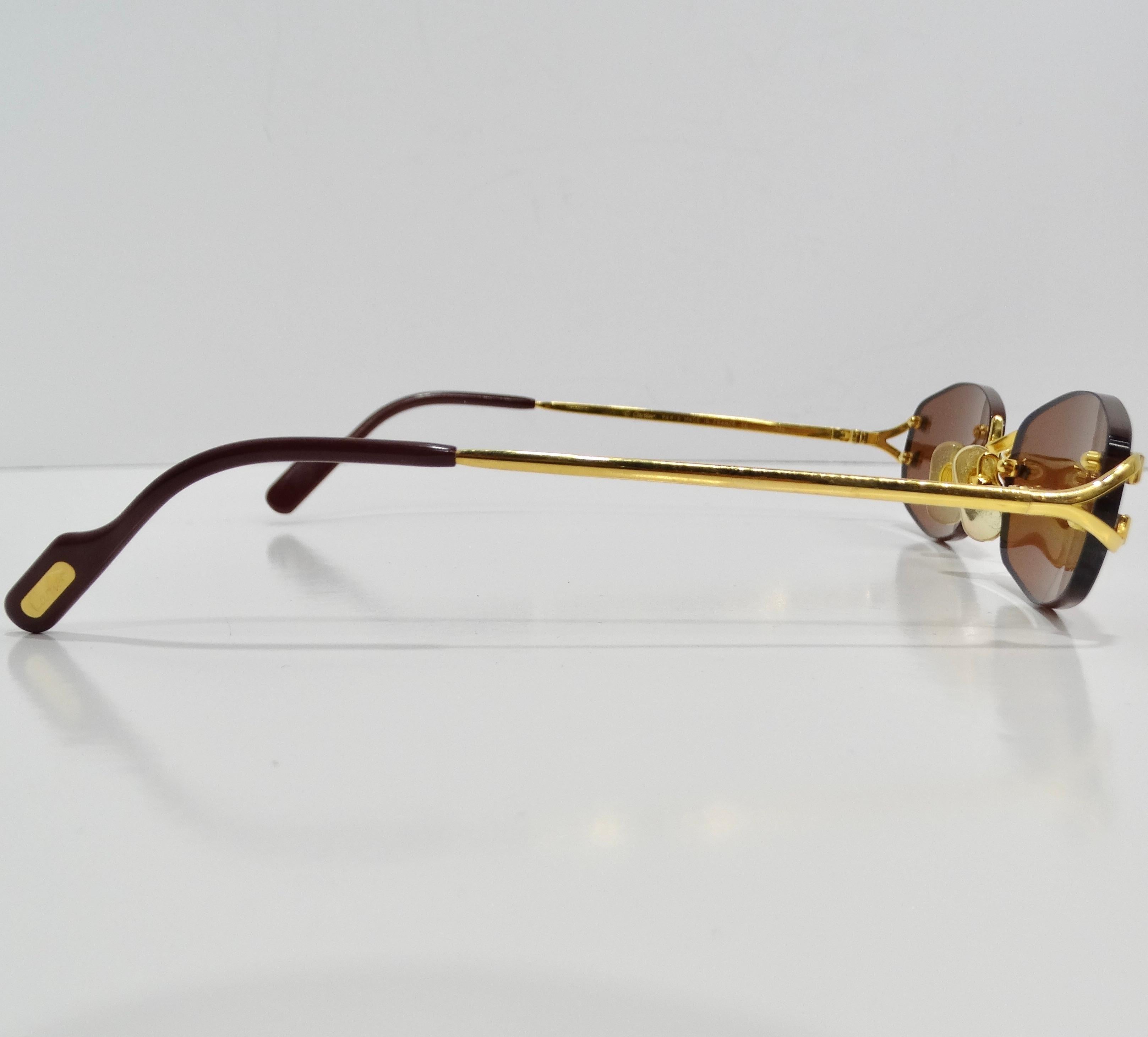 Cartier 1990er Jahre Goldfarbene Capri-Sonnenbrille im Zustand „Gut“ in Scottsdale, AZ