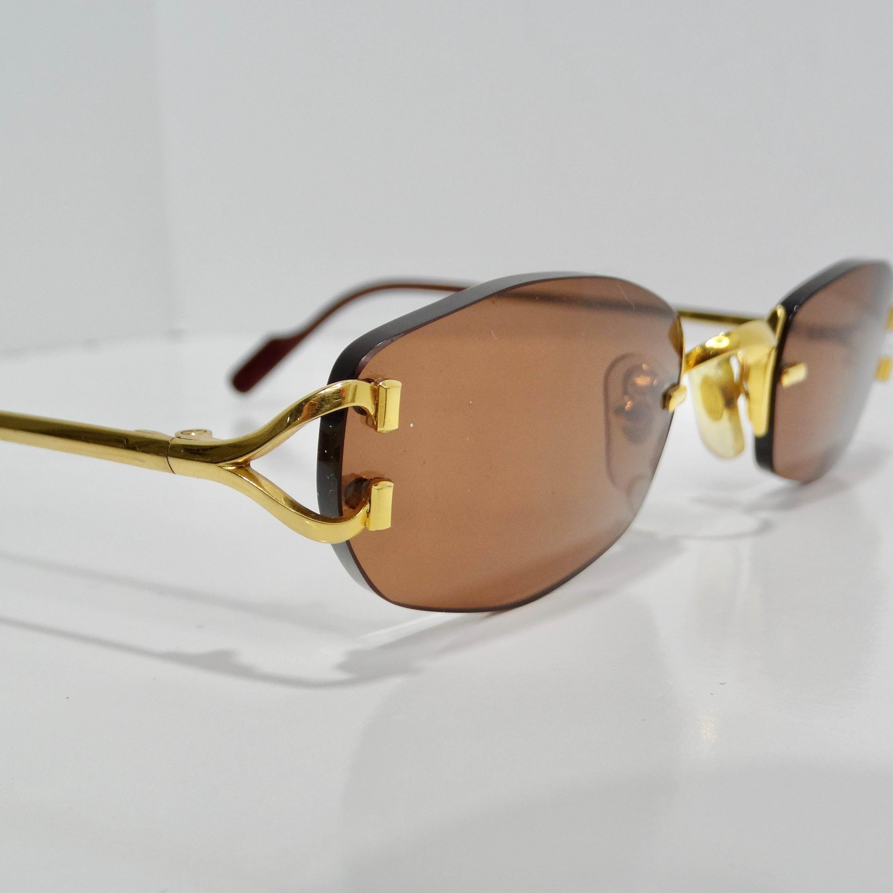 Cartier 1990er Jahre Goldfarbene Capri-Sonnenbrille für Damen oder Herren
