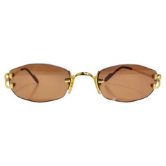 Retro Cartier 1990s Gold Tone Capri Sunglasses