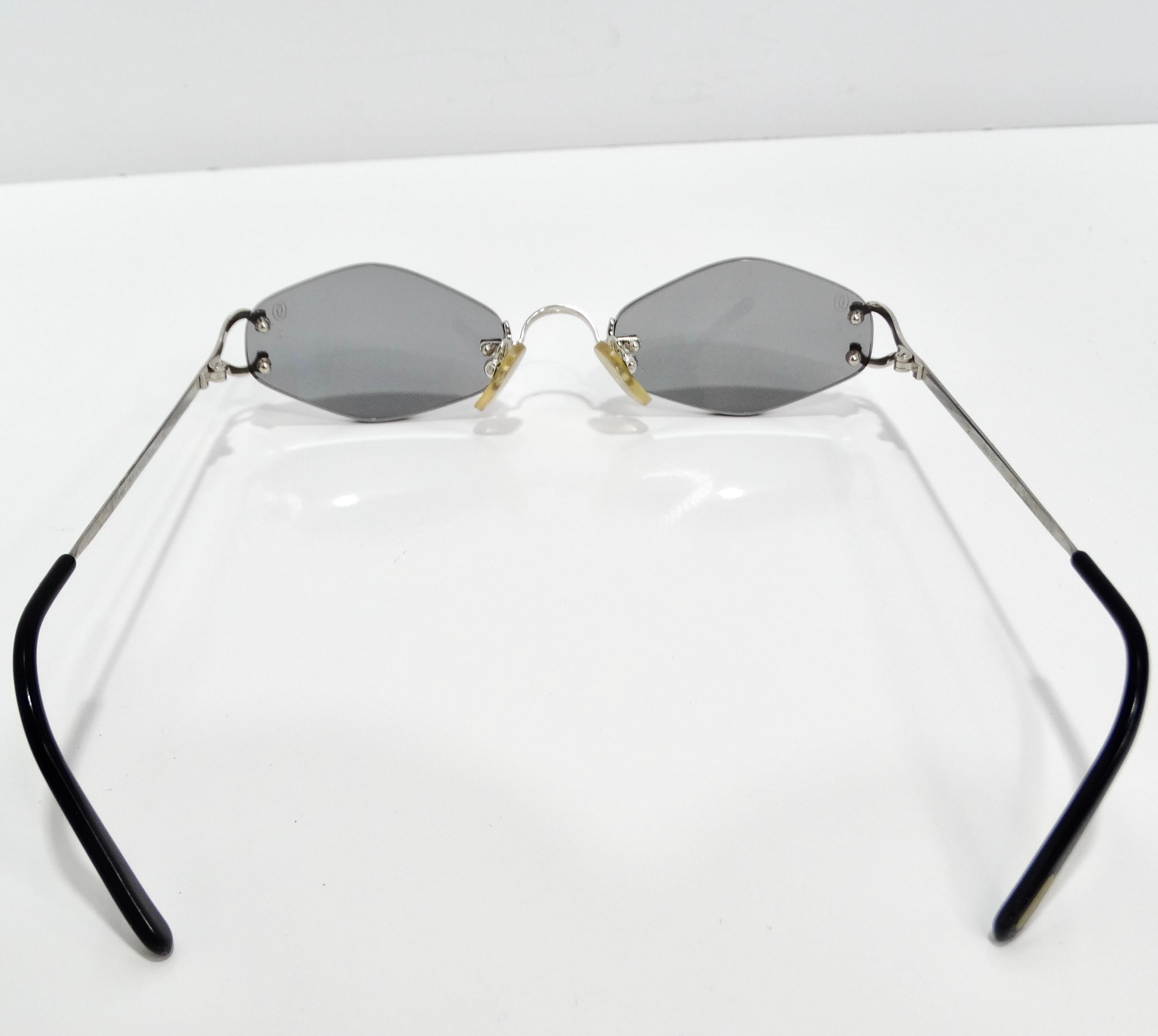 Cartier 1990s Silver Tone Rimless Sunglasses 2