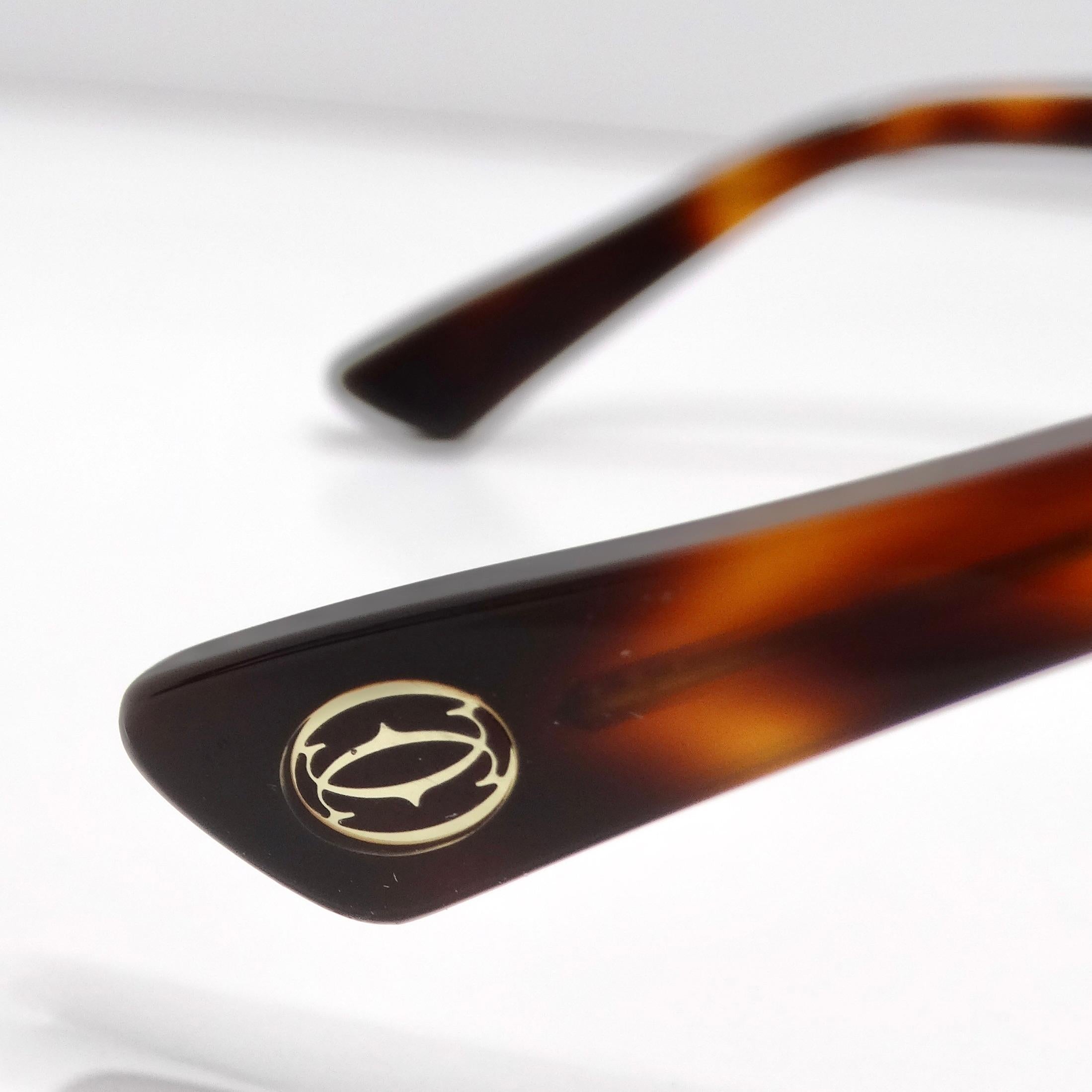 Cartier 1990er Sonnenbrille mit quadratischem Rahmen aus Schildpatt für Damen oder Herren im Angebot