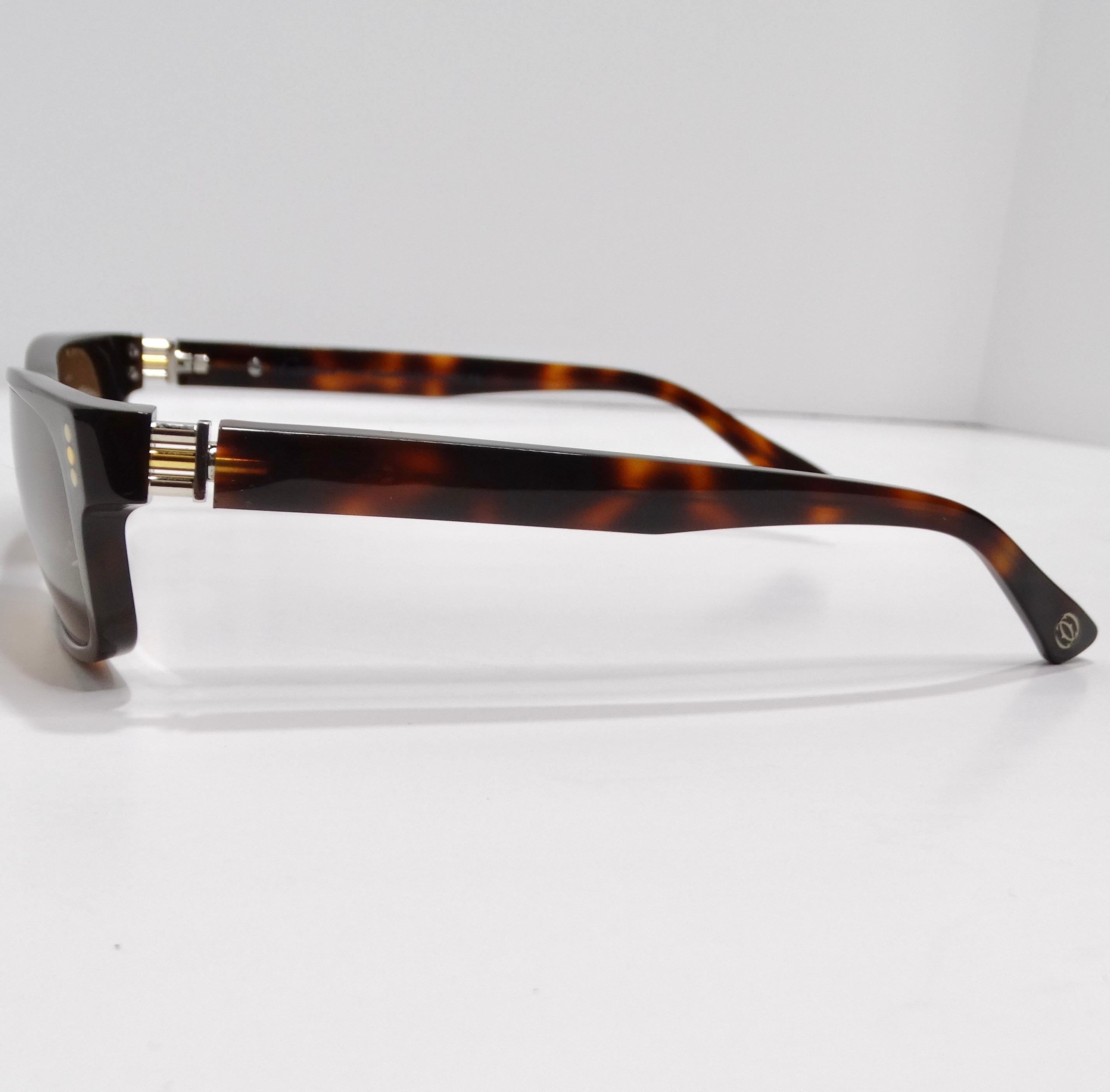 Cartier 1990er Sonnenbrille mit quadratischem Rahmen aus Schildpatt im Angebot 3