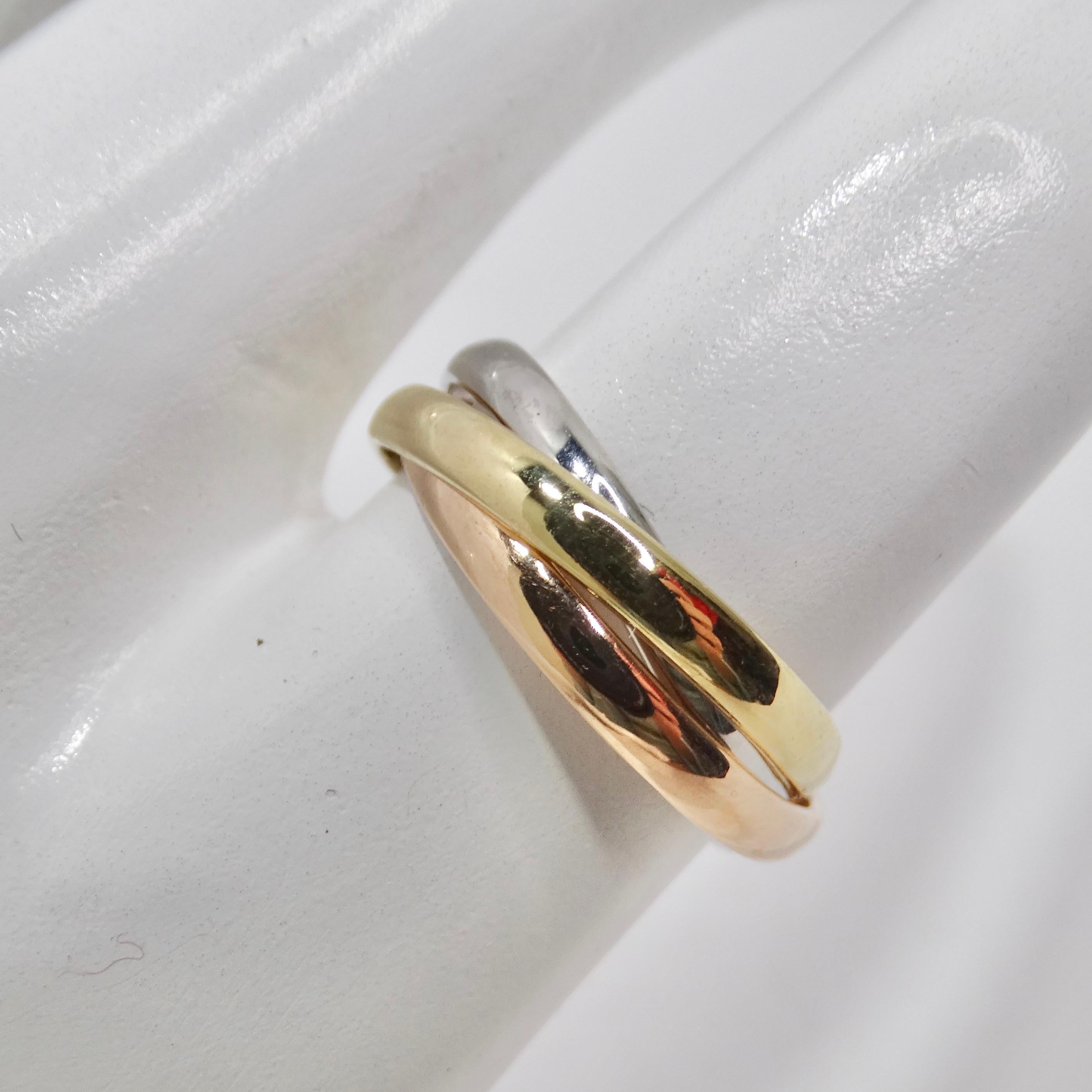 Women's or Men's Cartier 1990s Trinity Three Gold Ring