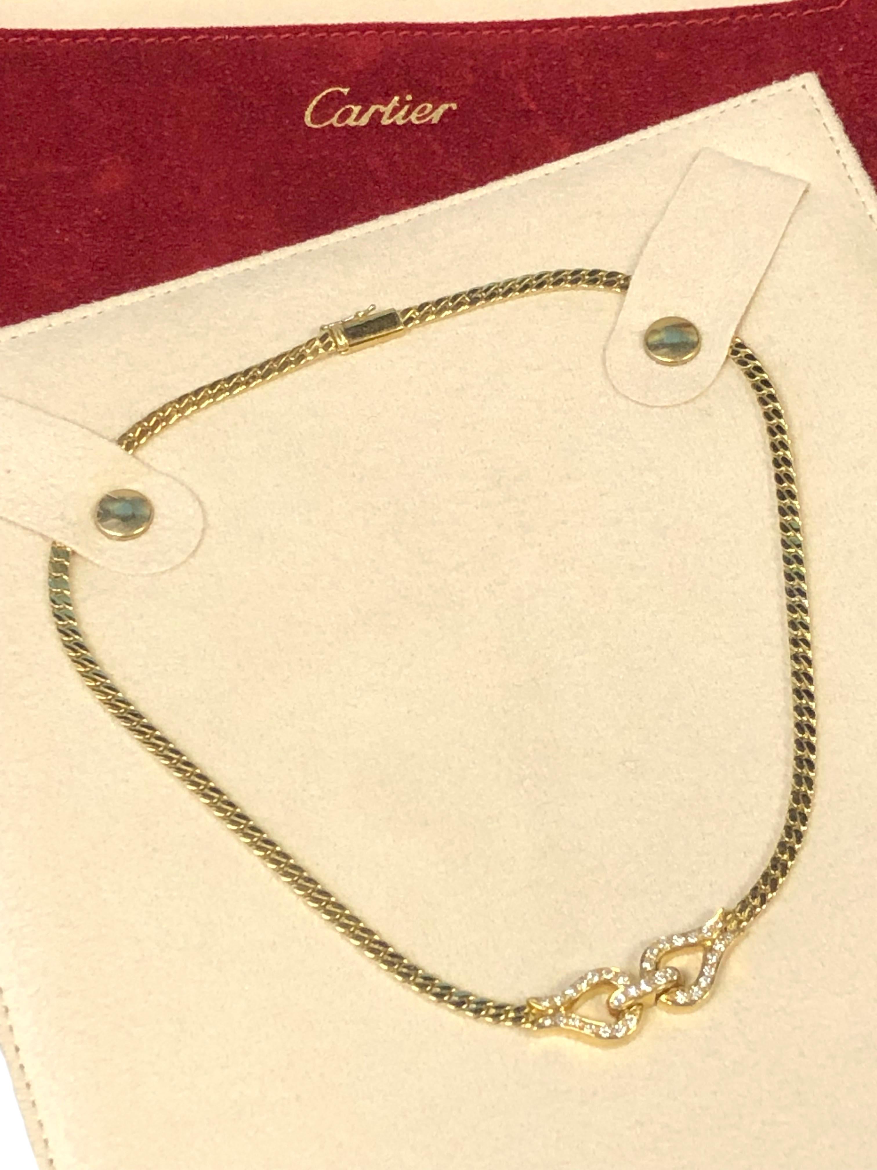 Cartier 1990s Yellow Gold and Diamond Necklace For Sale 2