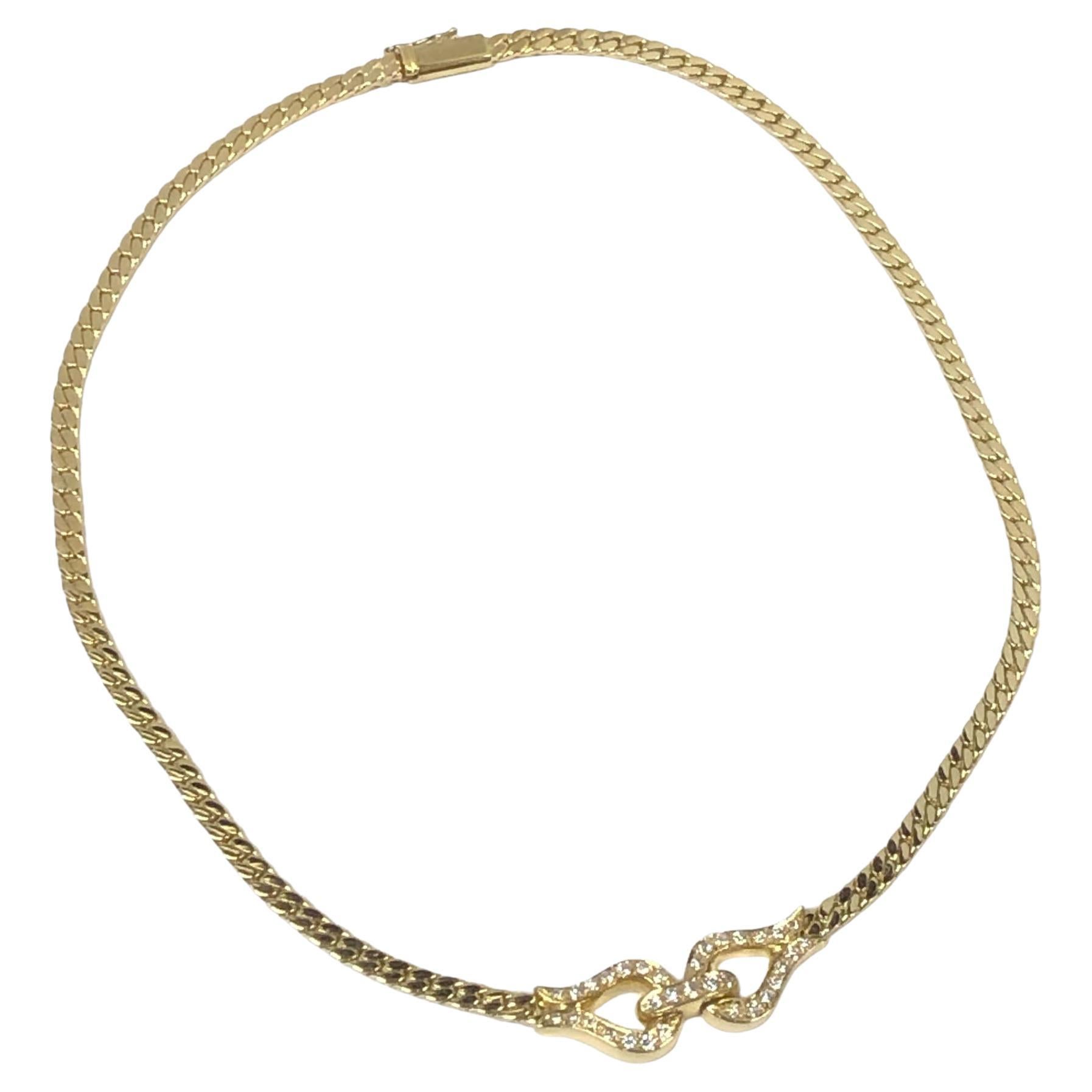 Cartier 1990s Yellow Gold and Diamond Necklace For Sale