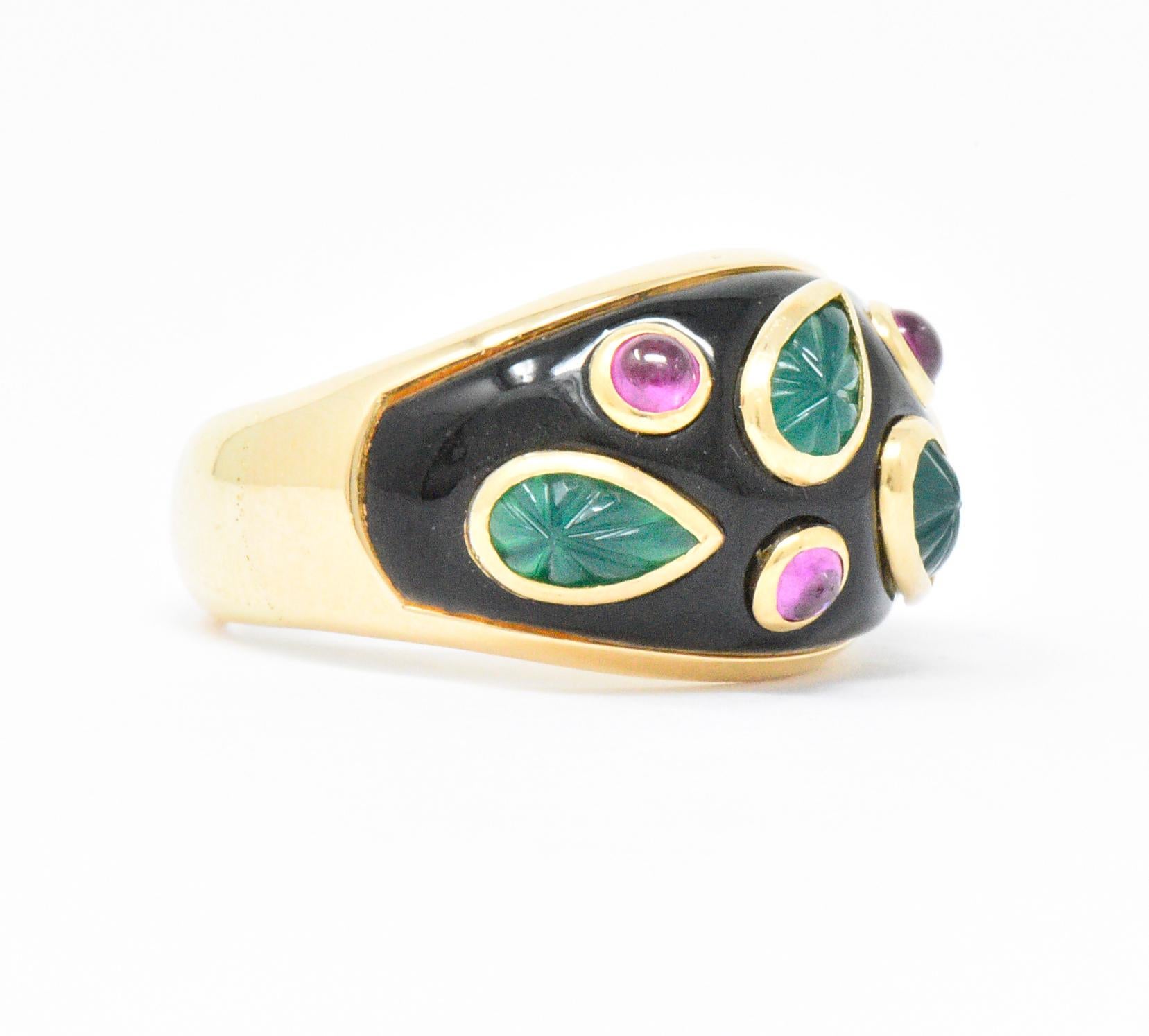 Cartier 1991 Emerald Pink Tourmaline Lacquer 18 Karat Gold Ring 3