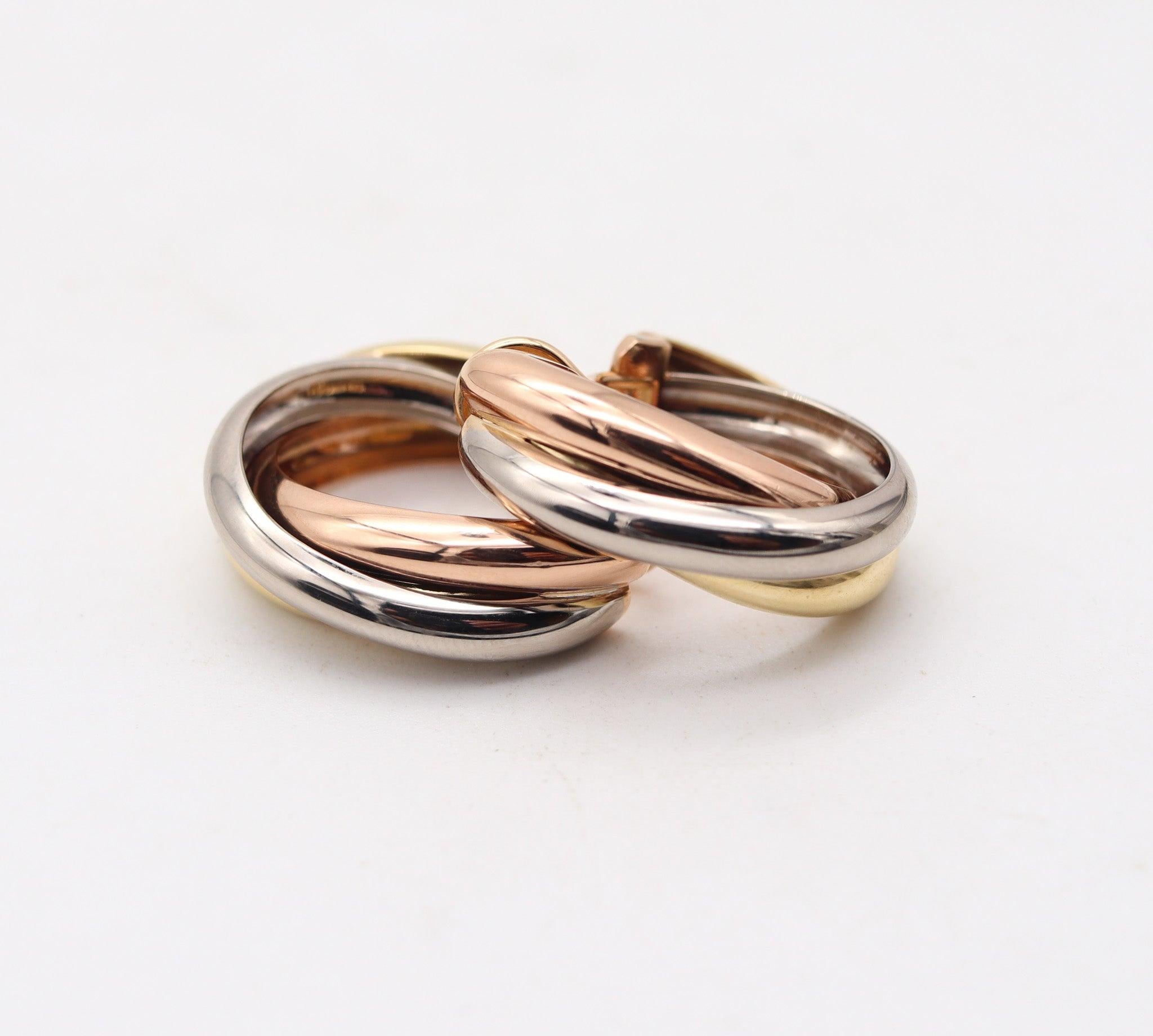 CARTIER 1992 Paris - Boucles d'oreilles trinité trois couleurs en or massif 18Kt Pour femmes en vente