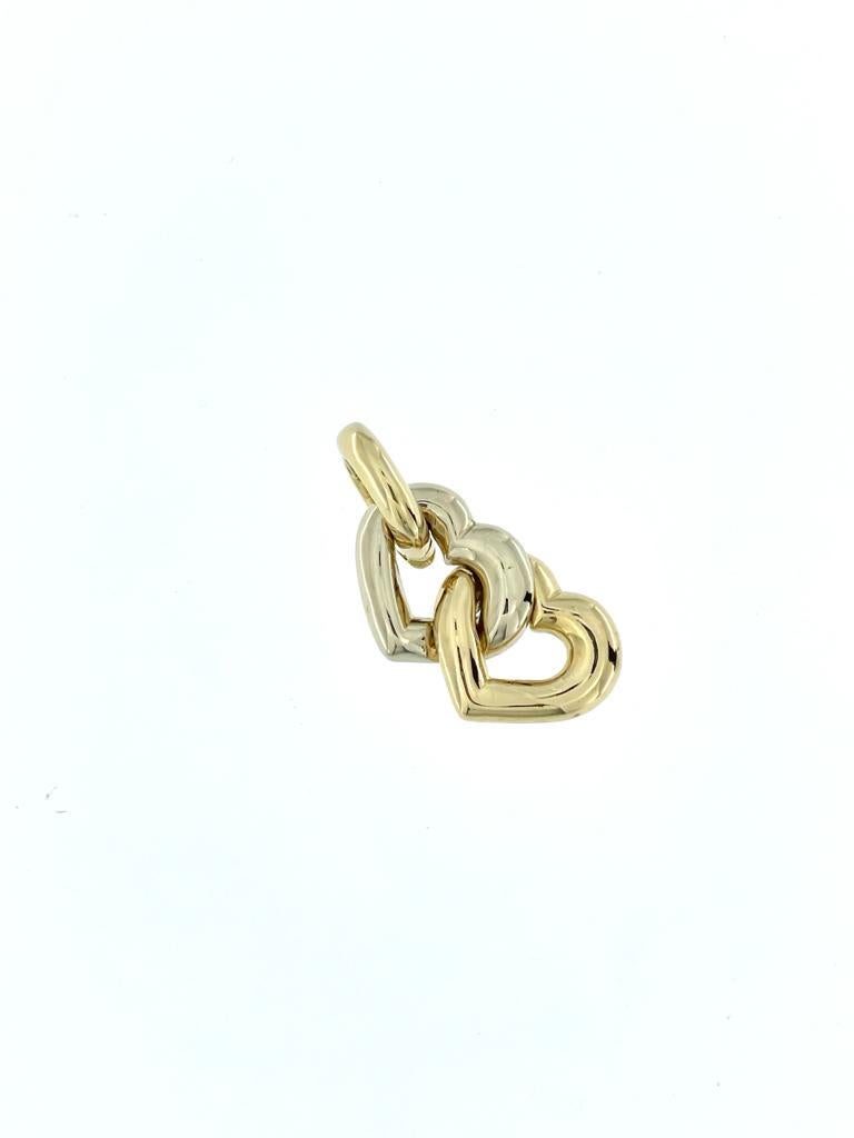 Cartier 1994 Double Heart Charm 18 karat Yellow and White Gold For Sale 2
