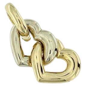 Cartier 1994 Double Heart Charm 18 karat Yellow and White Gold For Sale