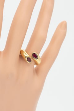 Cartier 1995 18K Yellow Gold Toi et Moi Ruby Ring, France, Unisex