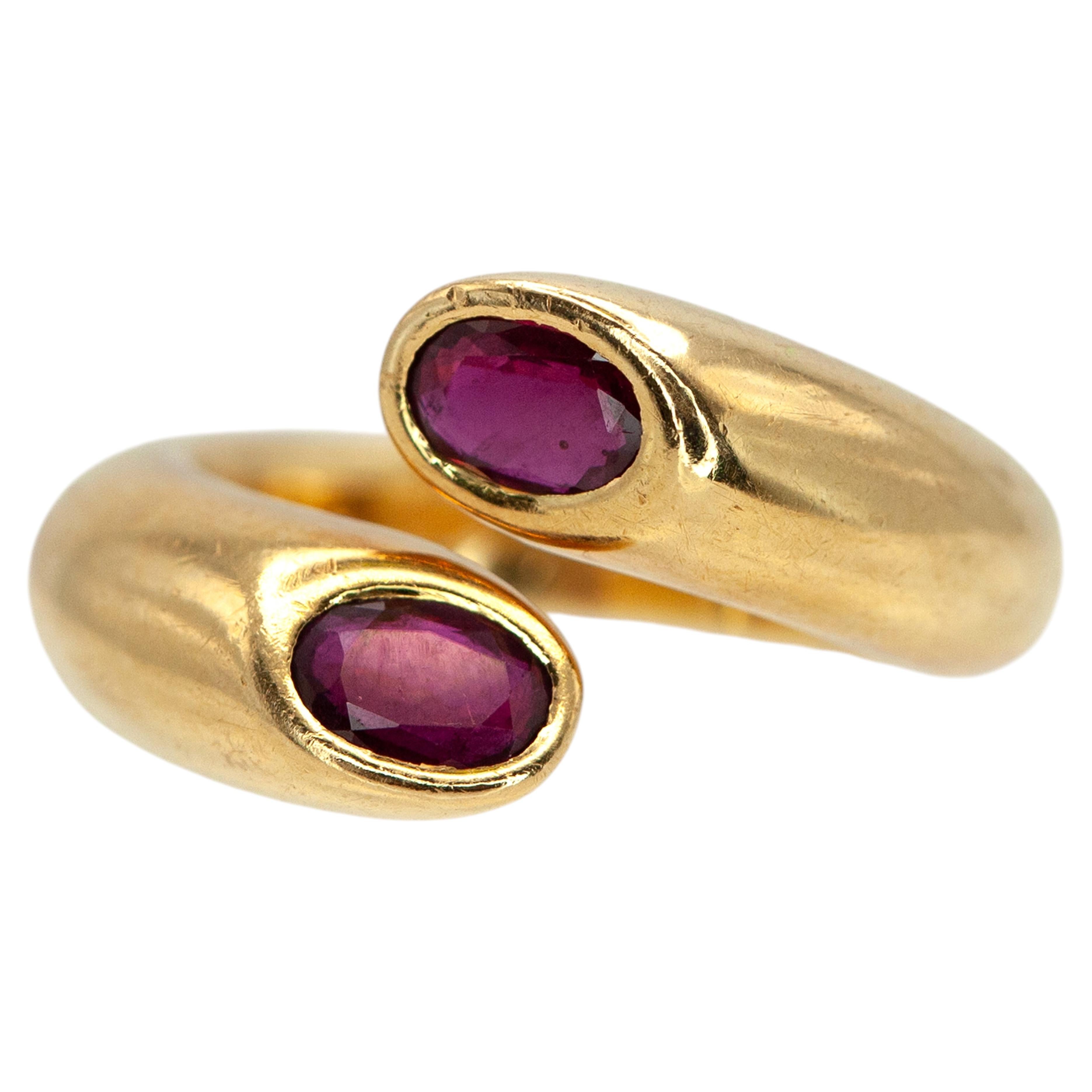 Cartier 1995, Rubinring „Toi et Moi“ aus 18 Karat Gelbgold, Frankreich, Unisex