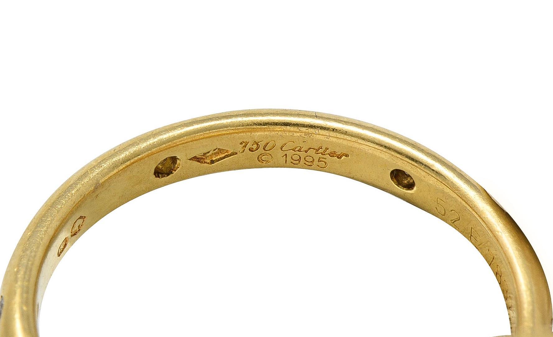 Women's or Men's Cartier 1995 French Diamond Sapphire Ruby 18K Gold Vintage Rolling Band Ring