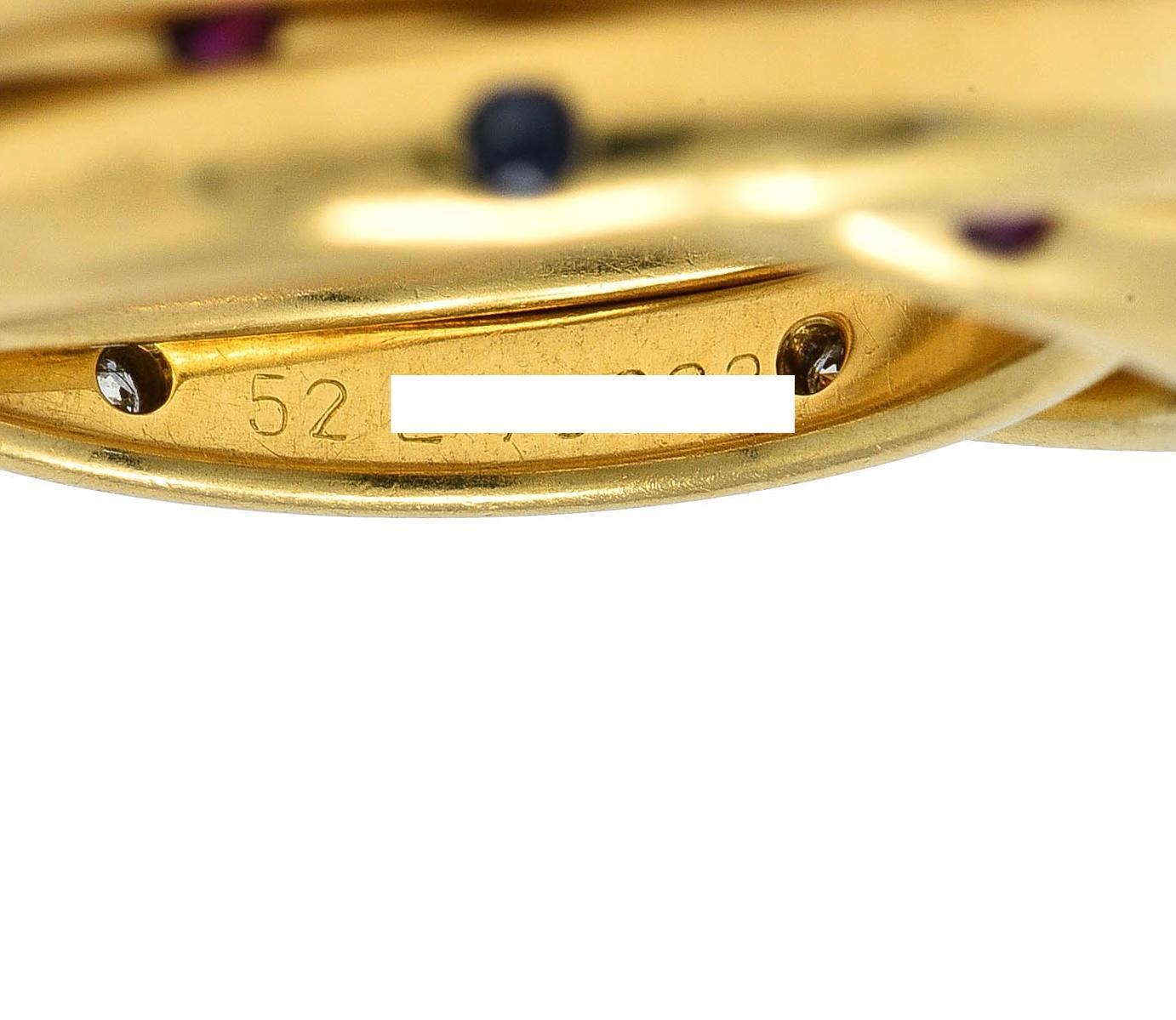 Cartier 1995 French Diamond Sapphire Ruby 18K Gold Vintage Rolling Band Ring 1