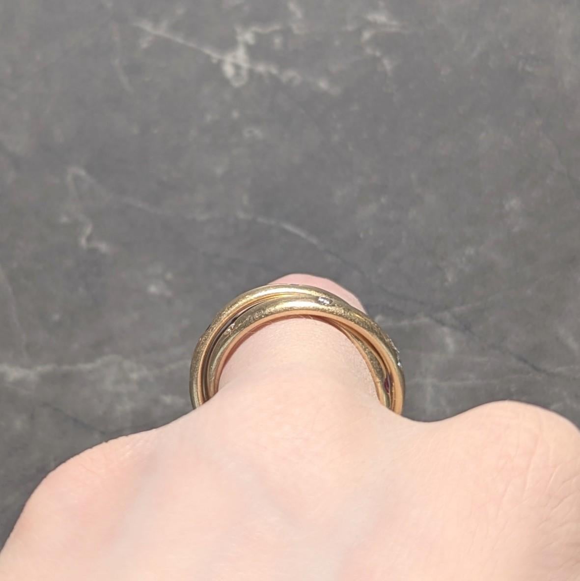 Cartier 1995 French Diamond Sapphire Ruby 18K Gold Vintage Rolling Band Ring 4