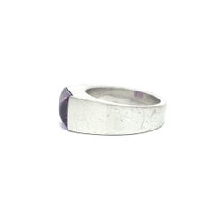 Cartier 1997 18k White Gold Cabochon Channel Set Amethyst Solitaire Ring sz 53