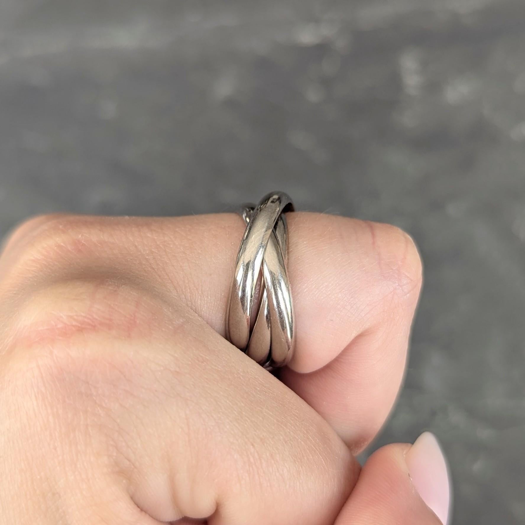 Cartier 1999 French 18 Karat White Gold Vintage Trinity Rolling Band Ring For Sale 5