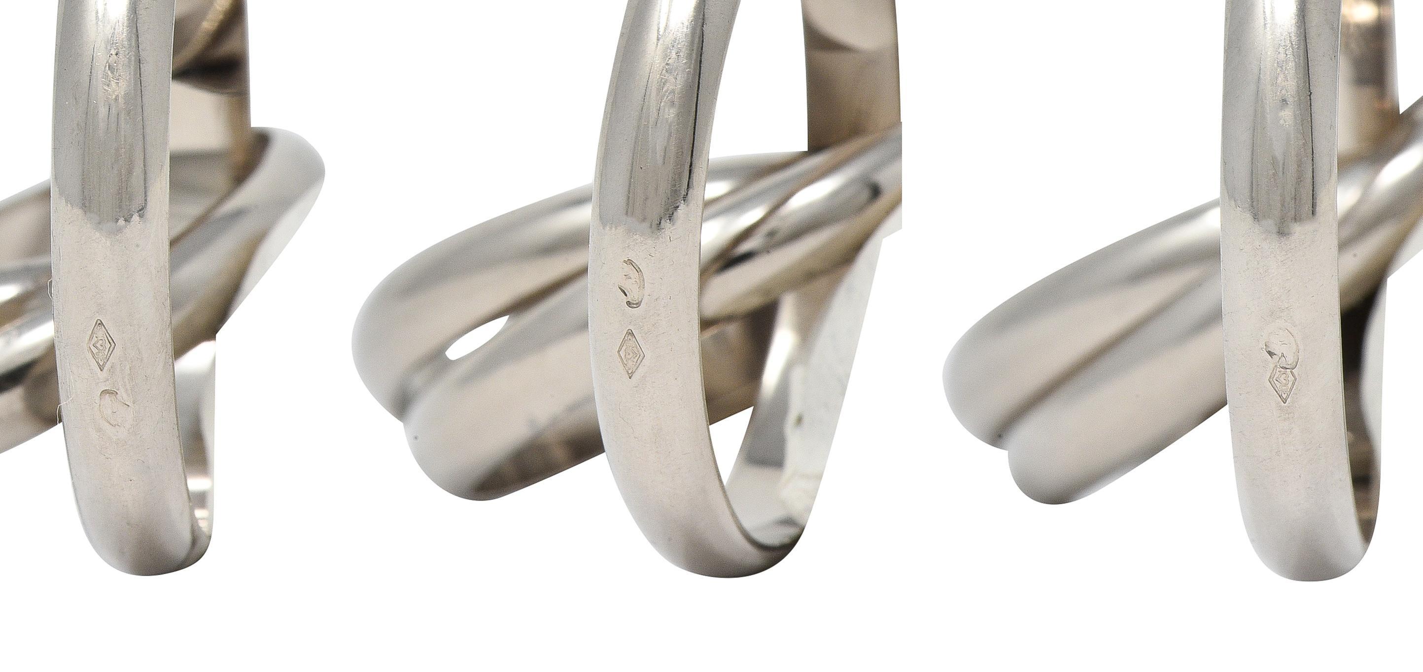 Cartier 1999 French 18 Karat White Gold Vintage Trinity Rolling Band Ring For Sale 1