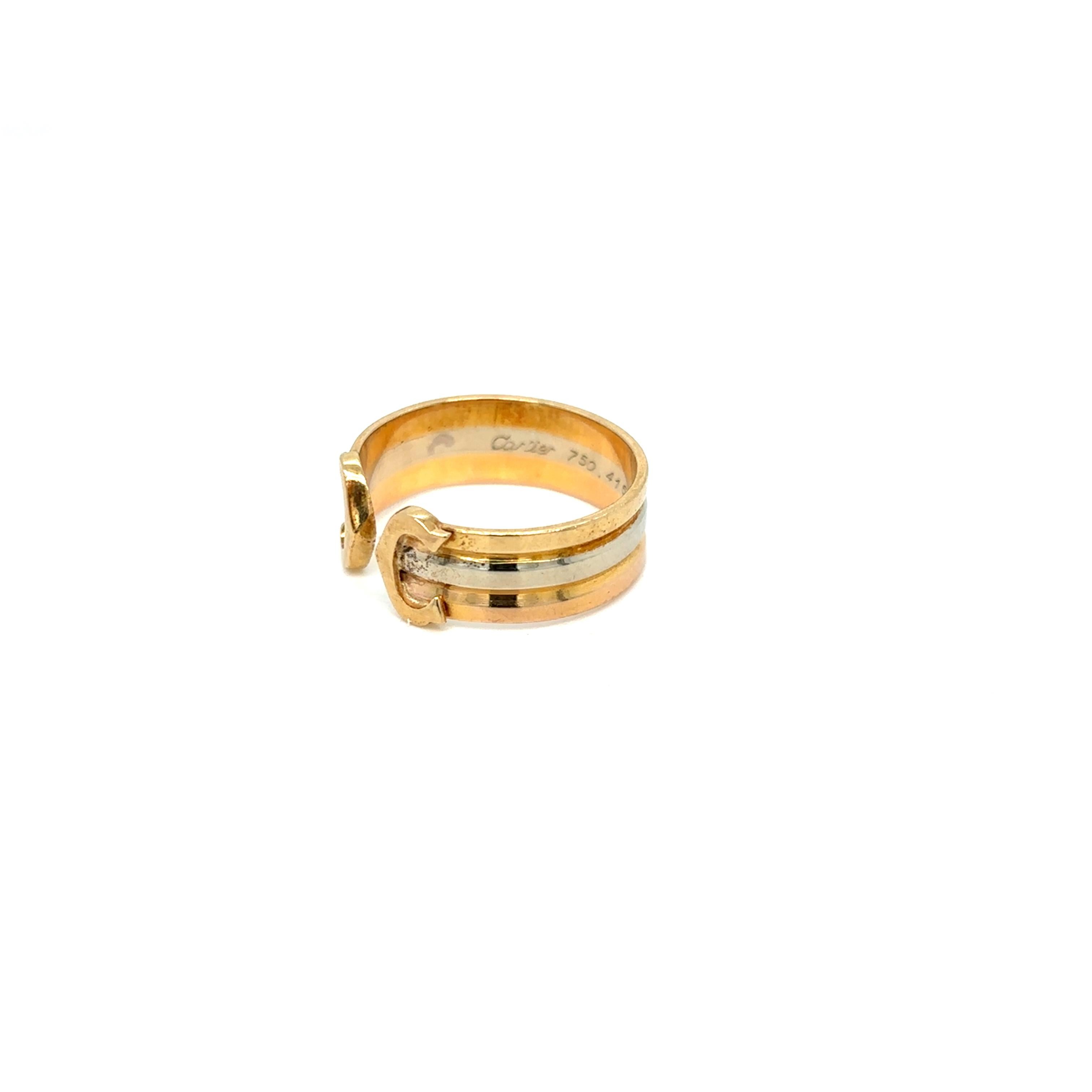 Cartier 2 C Trinity Gold Ring For Sale 1