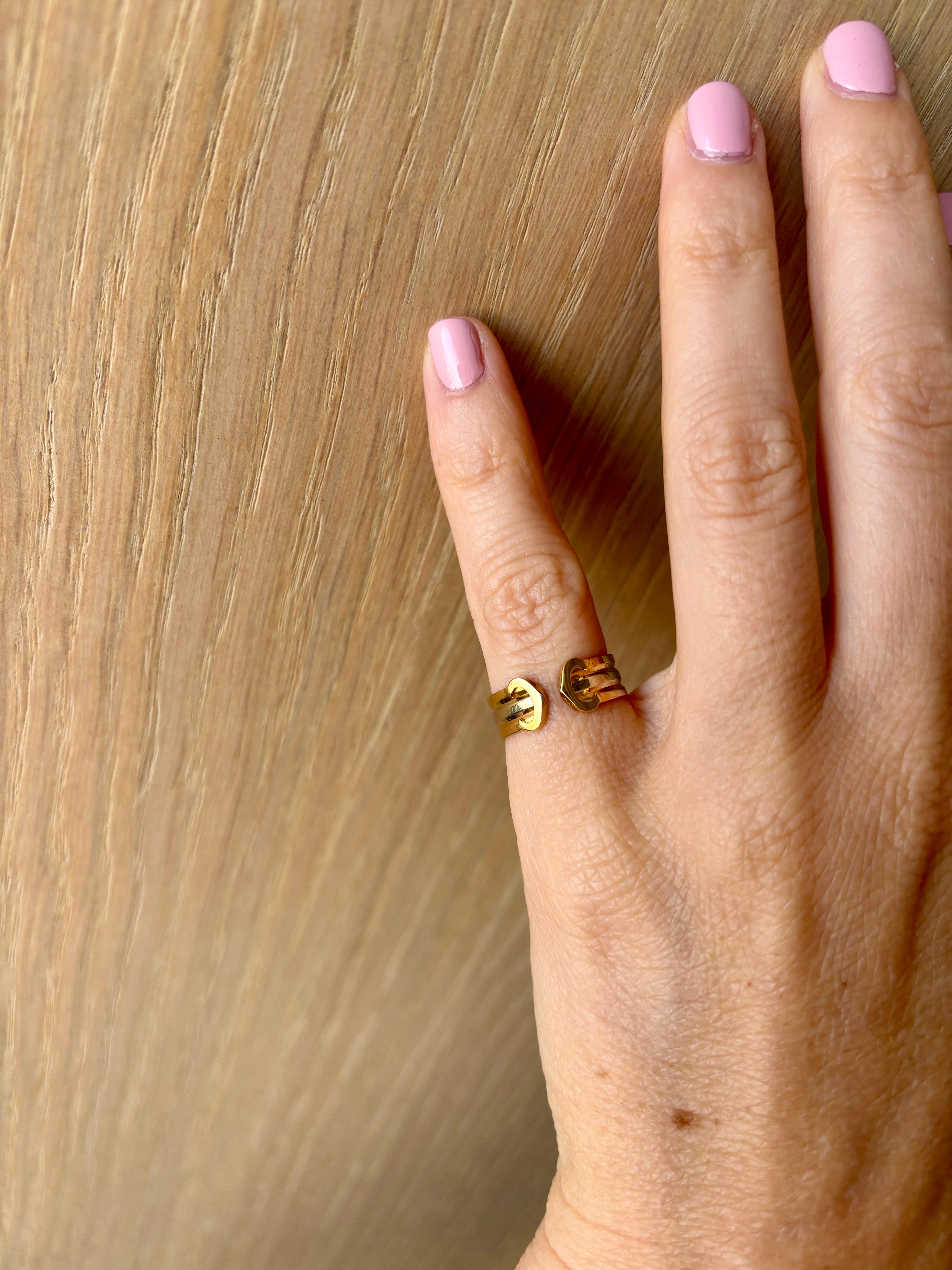 Cartier 2 C Trinity Gold Ring For Sale 4