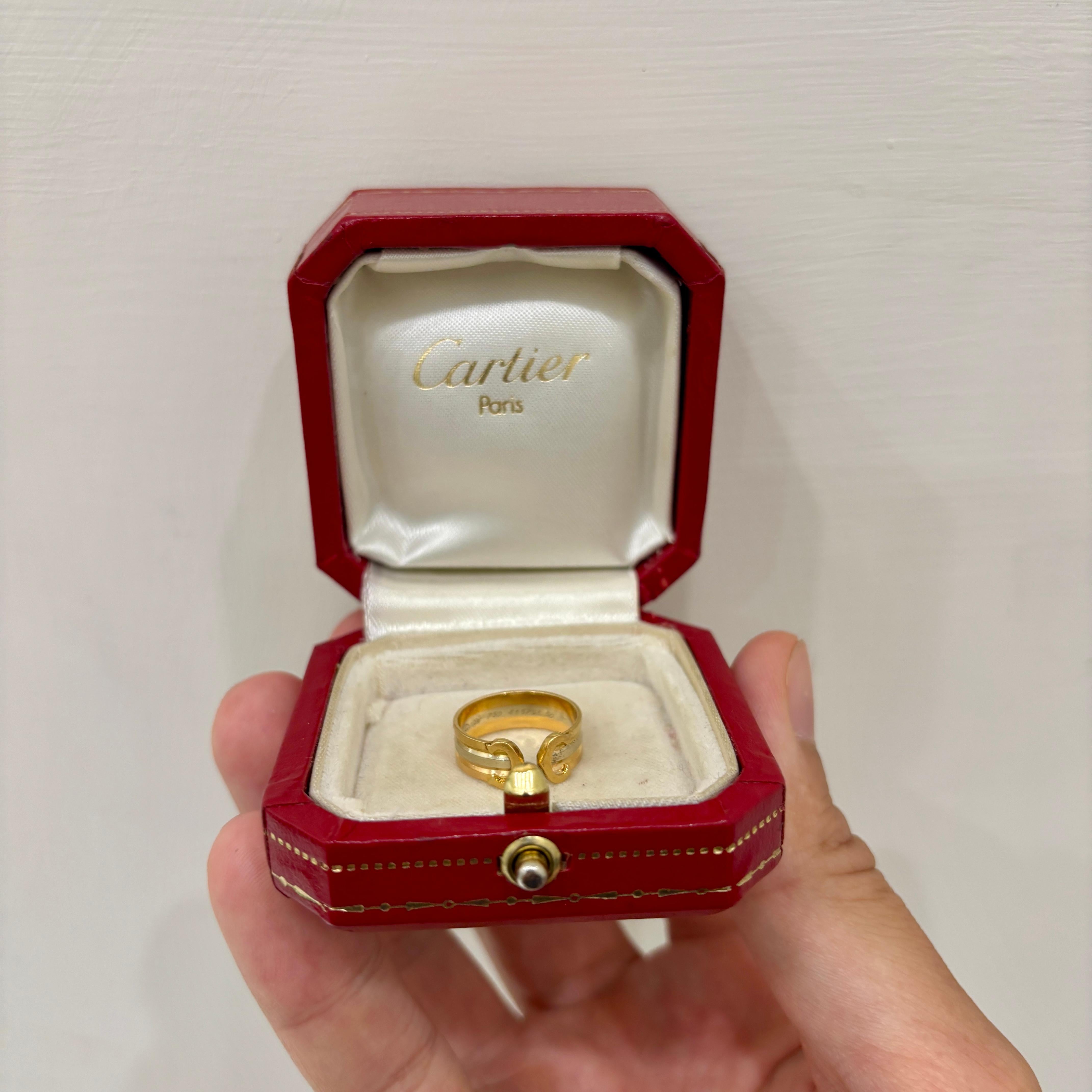 Cartier 2 C Trinity Gold Ring For Sale 5