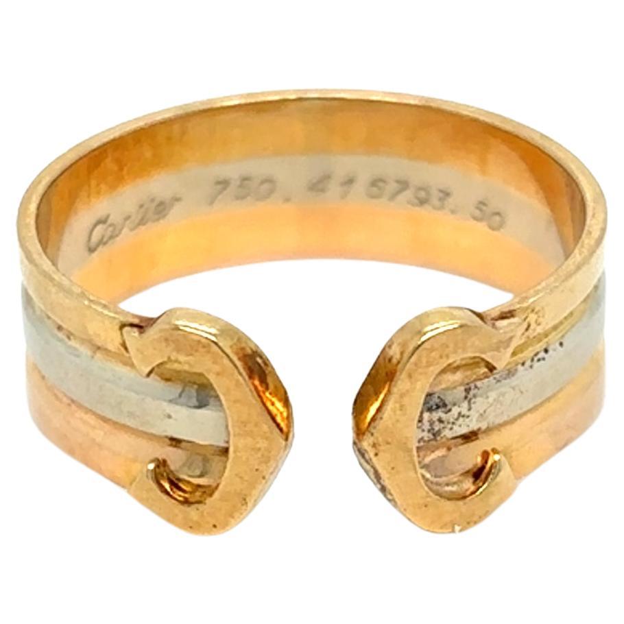 Cartier 2 C Trinity Gold Ring For Sale