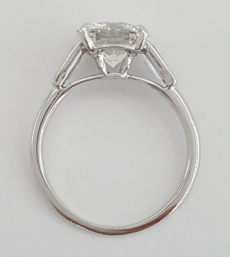 Round Cut Cartier 2 Carat Engagement Platinum Diamond Ring Vintage 70s For Sale