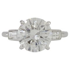 Cartier 2 Carat Engagement Platinum Diamond Ring Vintage 70s