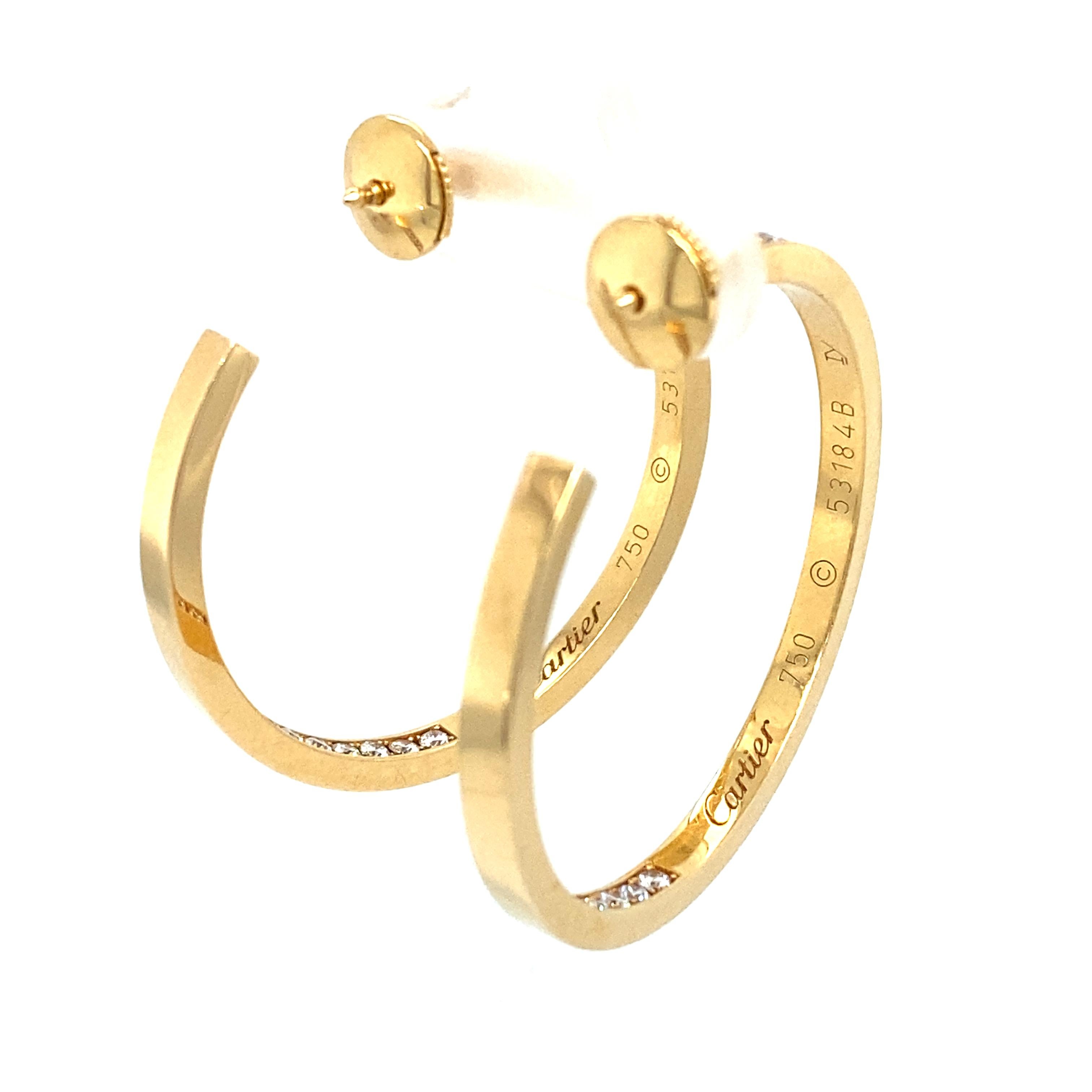 Cartier 2 Carat Total Weight Inside Out Diamond Hoop Earrings in 18 Karat Gold In Excellent Condition For Sale In Atlanta, GA