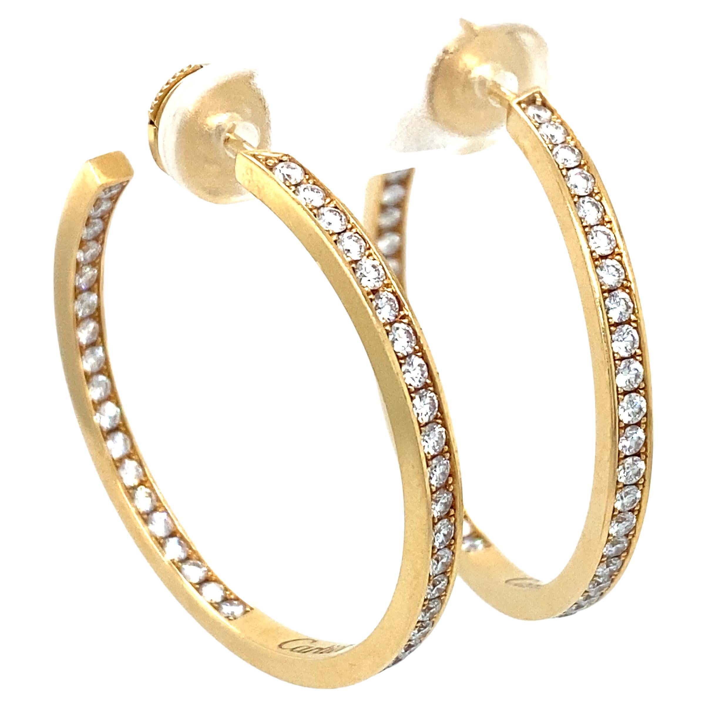 Cartier 2 Carat Total Weight Inside Out Diamond Hoop Earrings in 18 Karat Gold