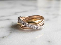 Cartier 2 Carat Trinity Diamond Band Ring in 18 Karat Three-Color Gold