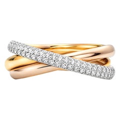 Anello a fascia con diamanti Trinity di Cartier da 2 carati in oro 18 carati a tre colori
