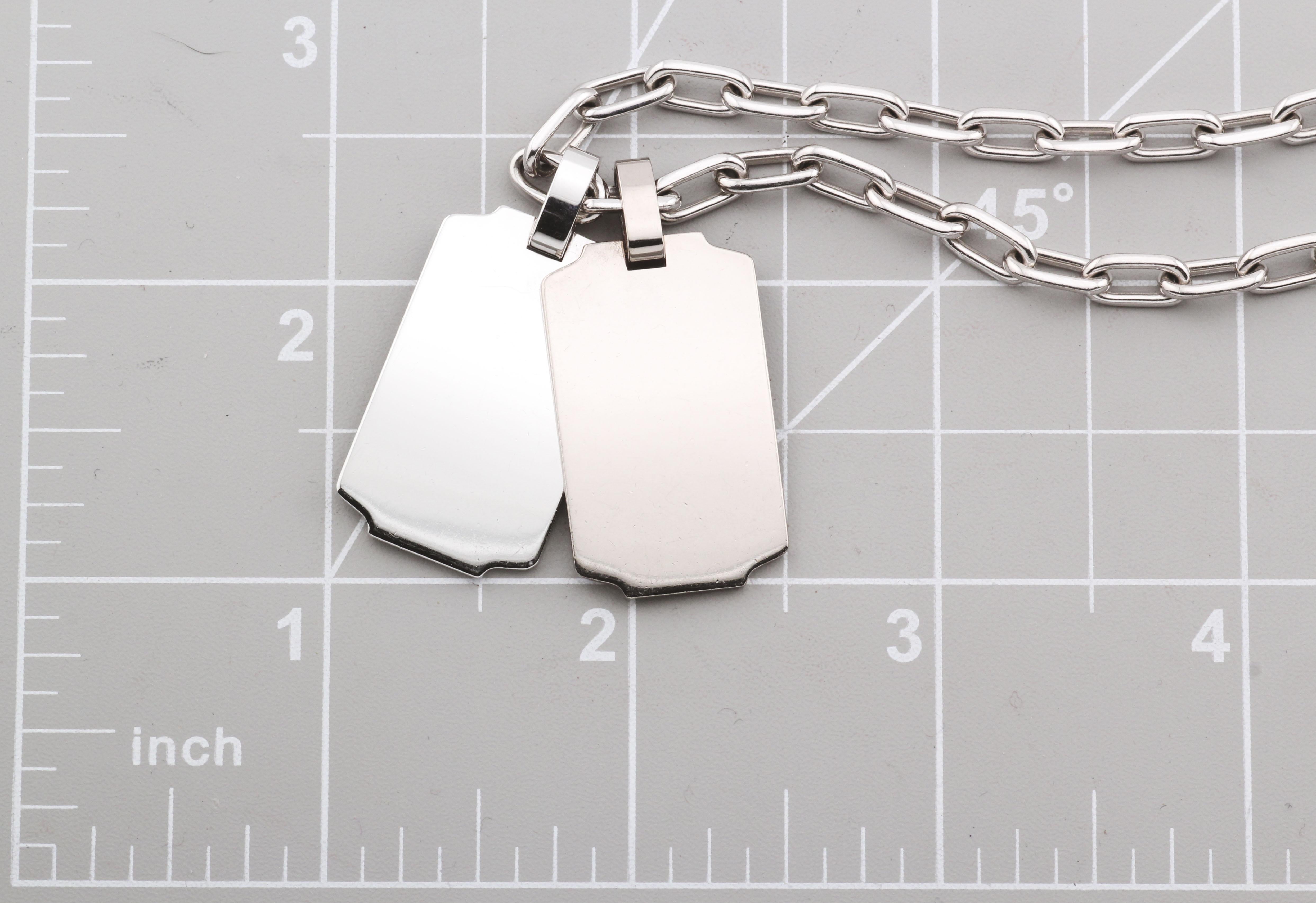 Cartier 2 Dogtag Spartacus 18k White Gold Bracelet Necklace Combo 7