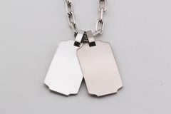 Cartier 2 Dogtag Spartacus 18k White Gold Bracelet Necklace Combo