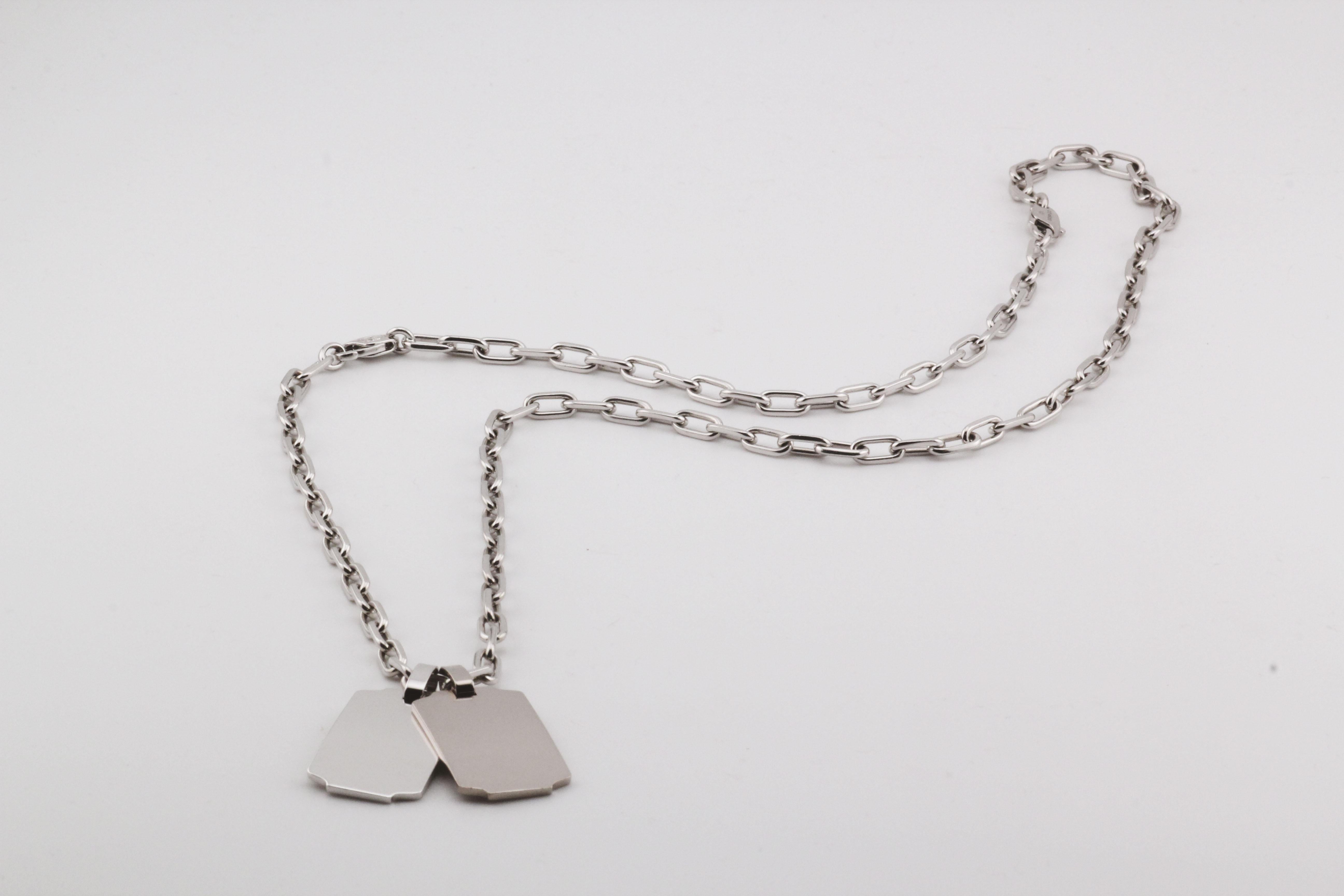 Cartier 2 Dogtag Spartacus 18k White Gold Bracelet Necklace Combo In Good Condition In Simpsonville, SC
