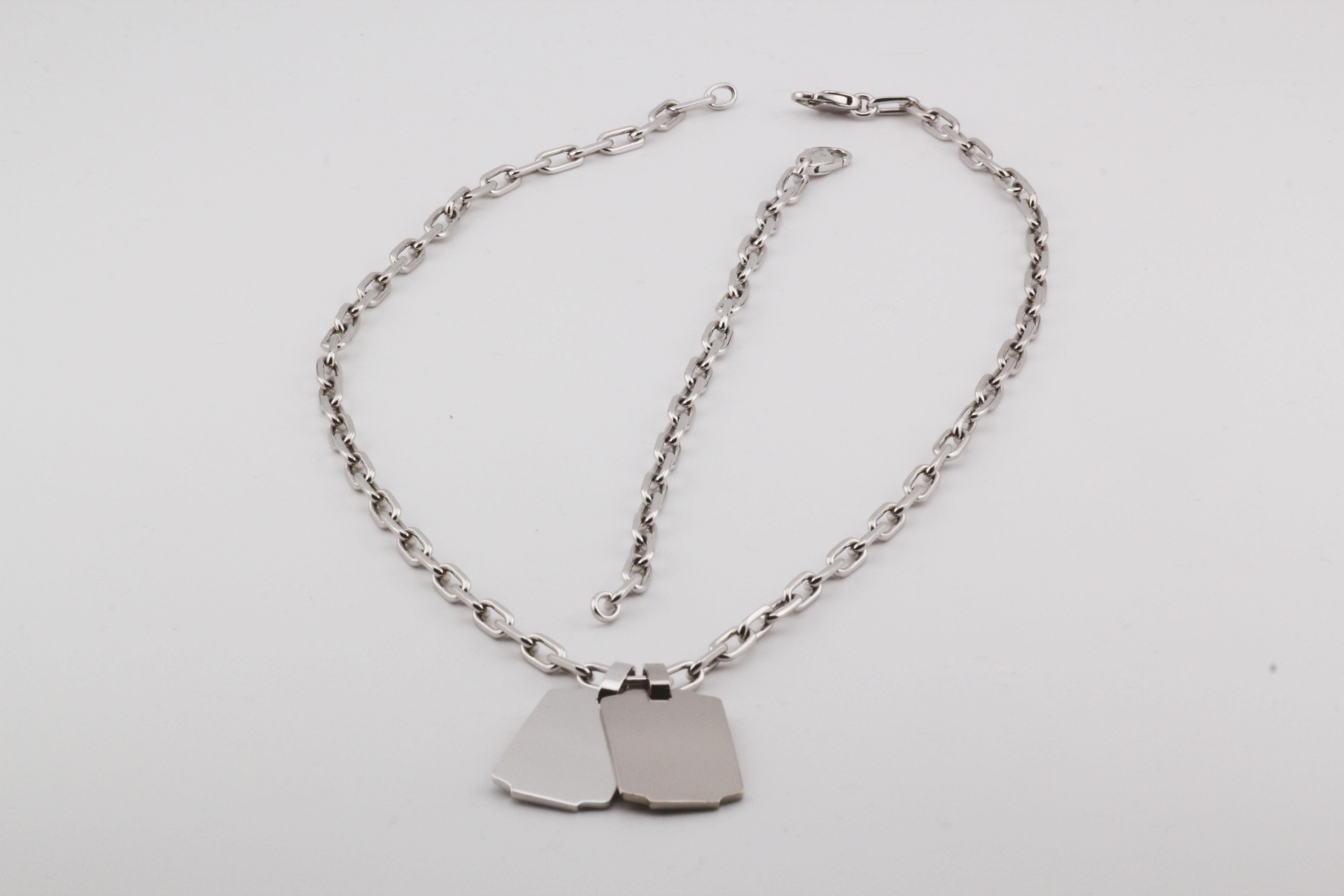 Cartier 2 Dogtag Spartacus 18k White Gold Bracelet Necklace Combo 1