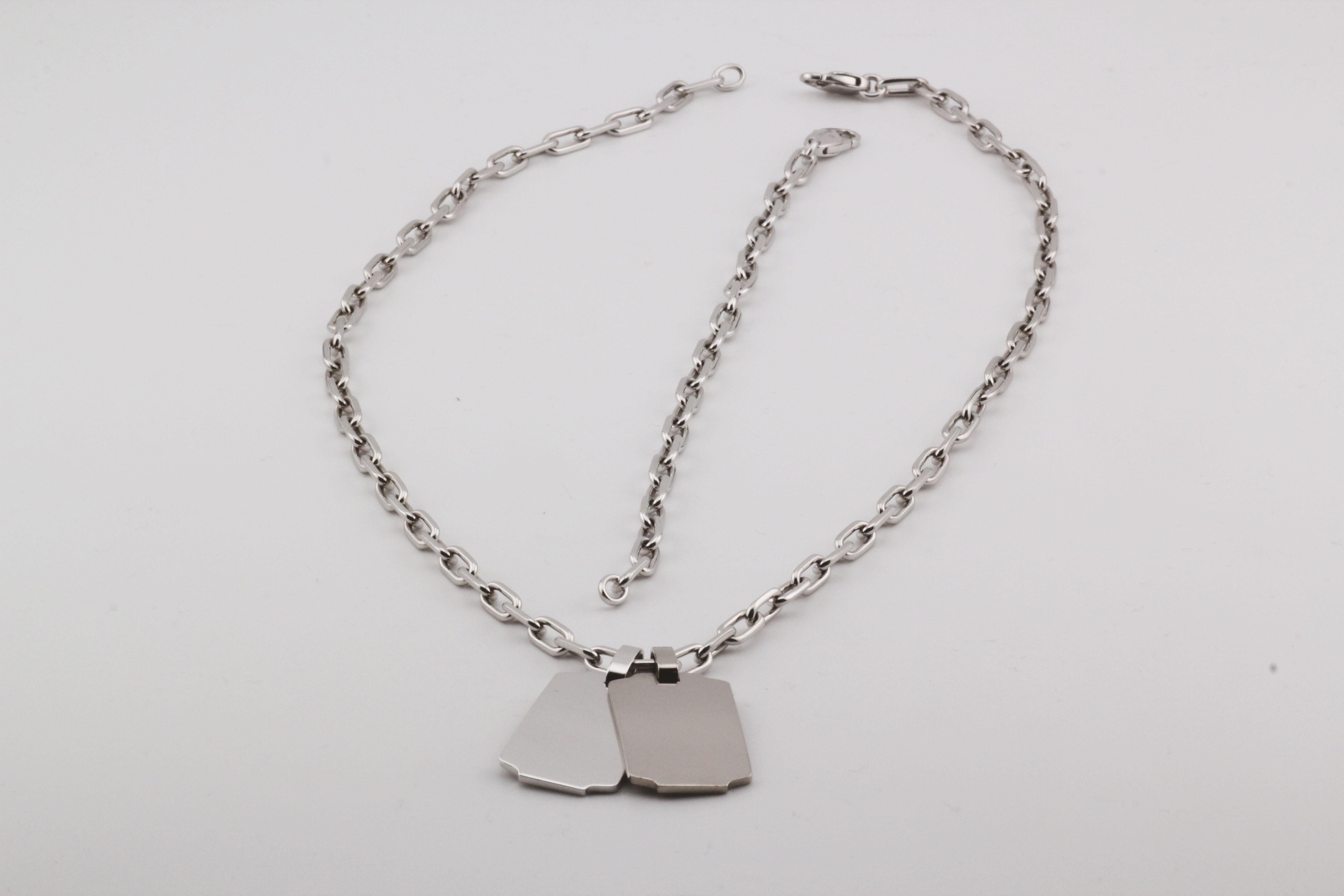 Cartier 2 Dogtag Spartacus 18k White Gold Bracelet Necklace Combo 2
