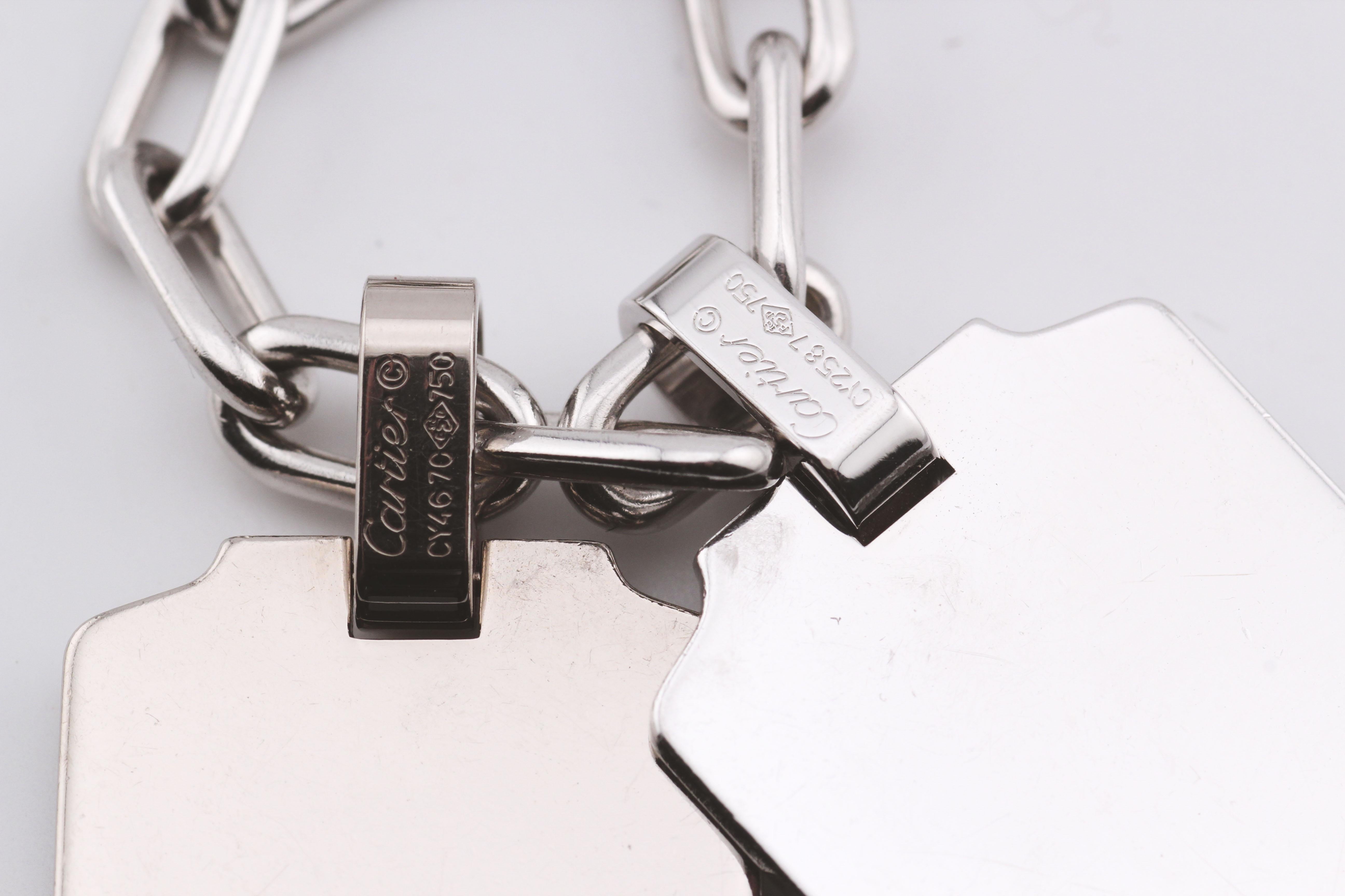 Cartier 2 Dogtag Spartacus 18k White Gold Bracelet Necklace Combo 3