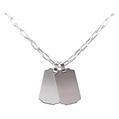 Cartier 2 Dogtag Spartacus 18k White Gold Bracelet Necklace Combo