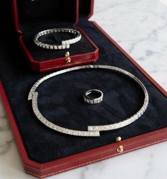 Cartier 20 Carat Sculptural Diamond Suite Necklace Bracelet and Ring