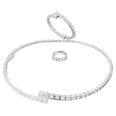 Cartier 20 Carat Sculptural Diamond Suite Necklace Bracelet and Ring