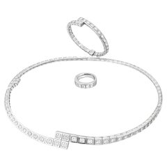 Cartier 20 Carat Sculptural Diamond Suite Necklace Bracelet and Ring